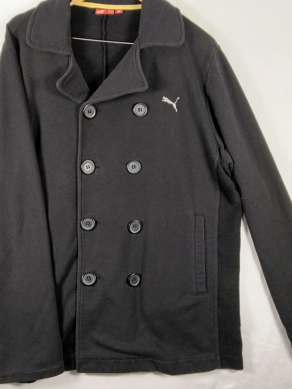 Puma Black Double-Breasted Pea Coat Women's Large